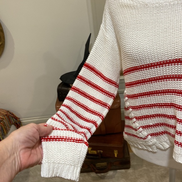 NWT Cloth By Rd Style Red/white Cable Knit Sweater Women's Size Medium - Picture 6 of 9